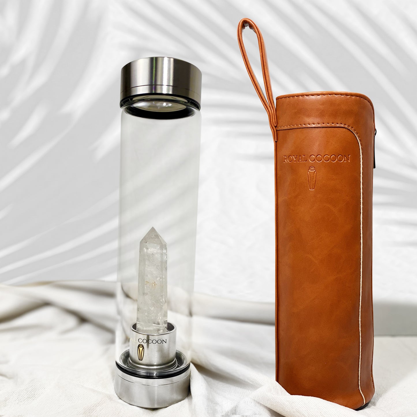 FOCUS Clear Quartz ☽ Crystal Water Bottle  |Stainless Steel | Wholesale