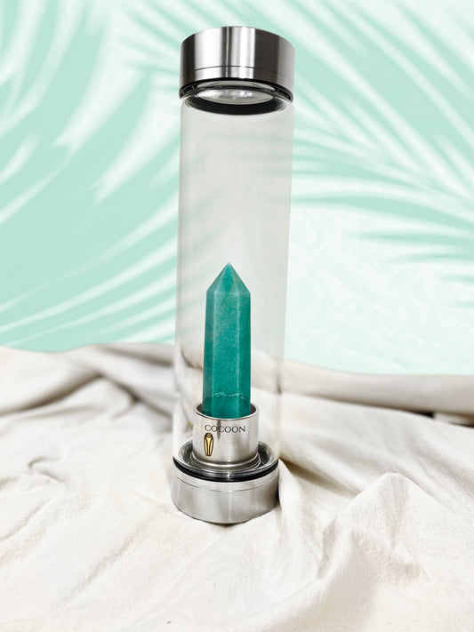 VITALITY Aventurine ☽ Crystal Water Bottle 600ml | Stainless Steel