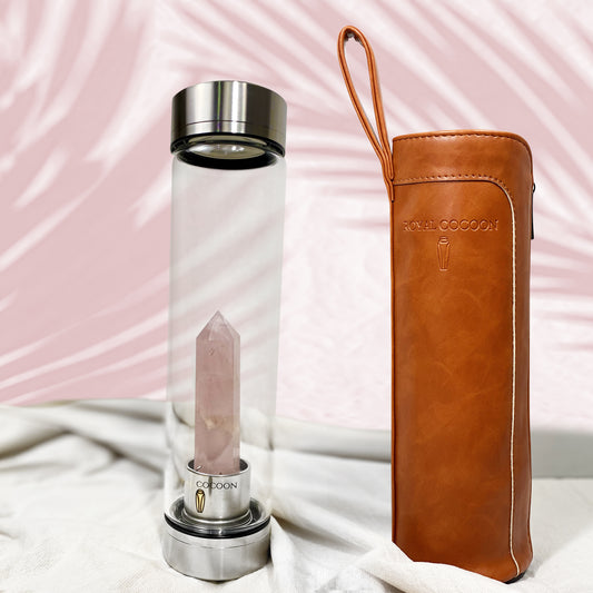 Rose Quartz ☽ Crystal Water Bottle  (Stainless Steel) - Wholesale