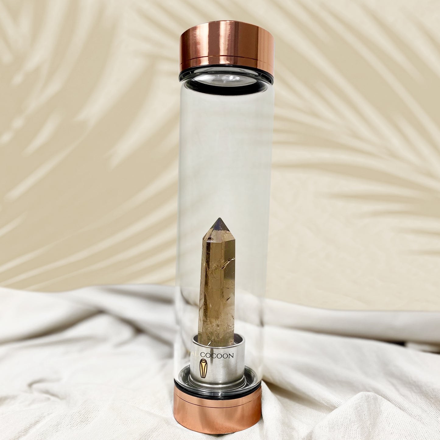 BALANCE Smoky Quartz ☽ Crystal Water Bottle 600ml | Rose Gold