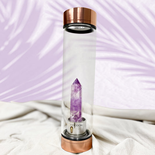 Amethyst ☽ Crystal Water Bottle  (Rose Gold) - Wholesale