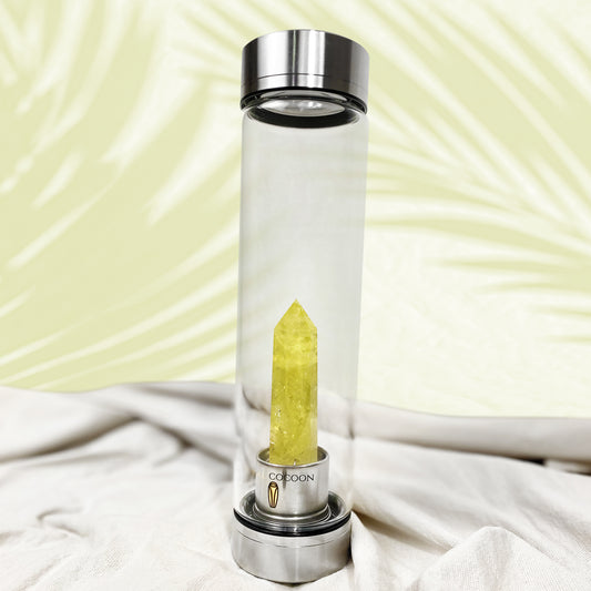 SUNSHINE BLISS Citrine ☽ Crystal Water Bottle 600ml | Stainless Steel