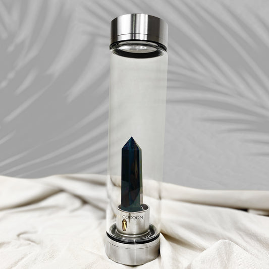 Obsidian ☽  Crystal Water Bottle 600ml - Stainless Steel- Wholesale