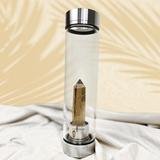 Smoky Quartz ☽ Crystal Water Bottle Energy Rich Hydration -Stainless Steel - Wholesale