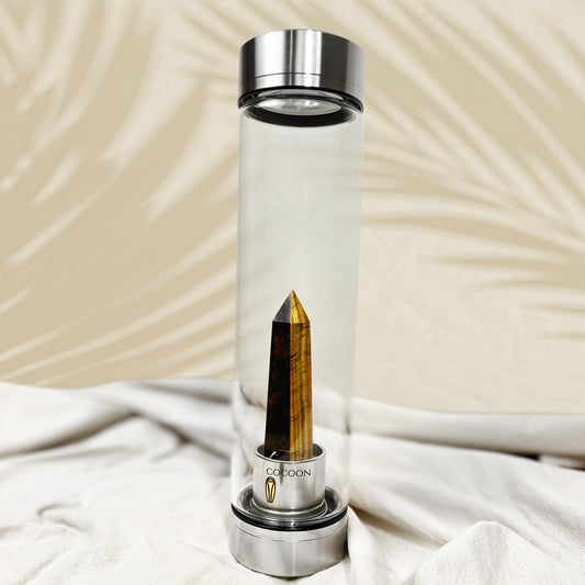 COURAGE Tiger Eye ☽  Crystal Water Bottle 600ml | Stainless Steel
