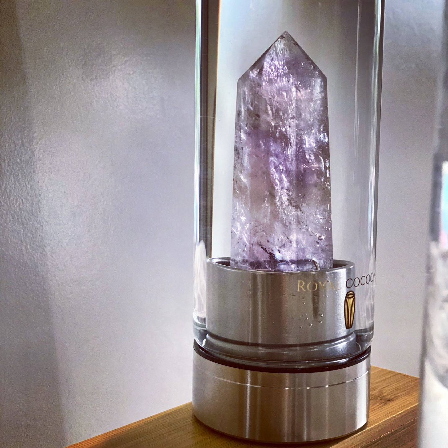 TRANQUILITY ☽ Amethyst Crystal Water Bottle  600ml  | Stainless Steel